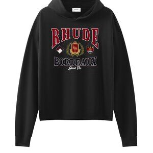Rhude Black Bordeaux Grand Vin Graphic Print Hoodie